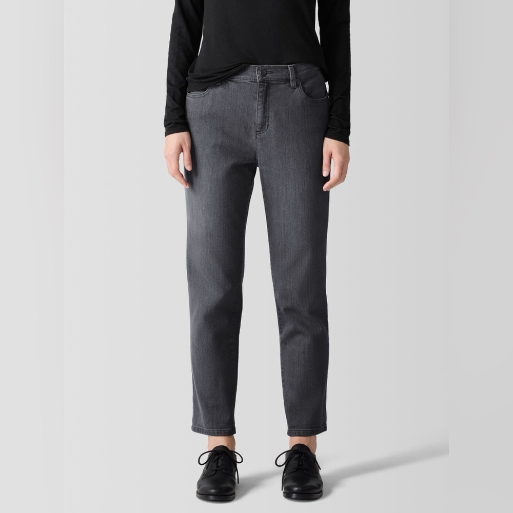 LN - Eileen Fisher Organic Cotton Stretch Denim Slim Jean - Size L - Asphalt